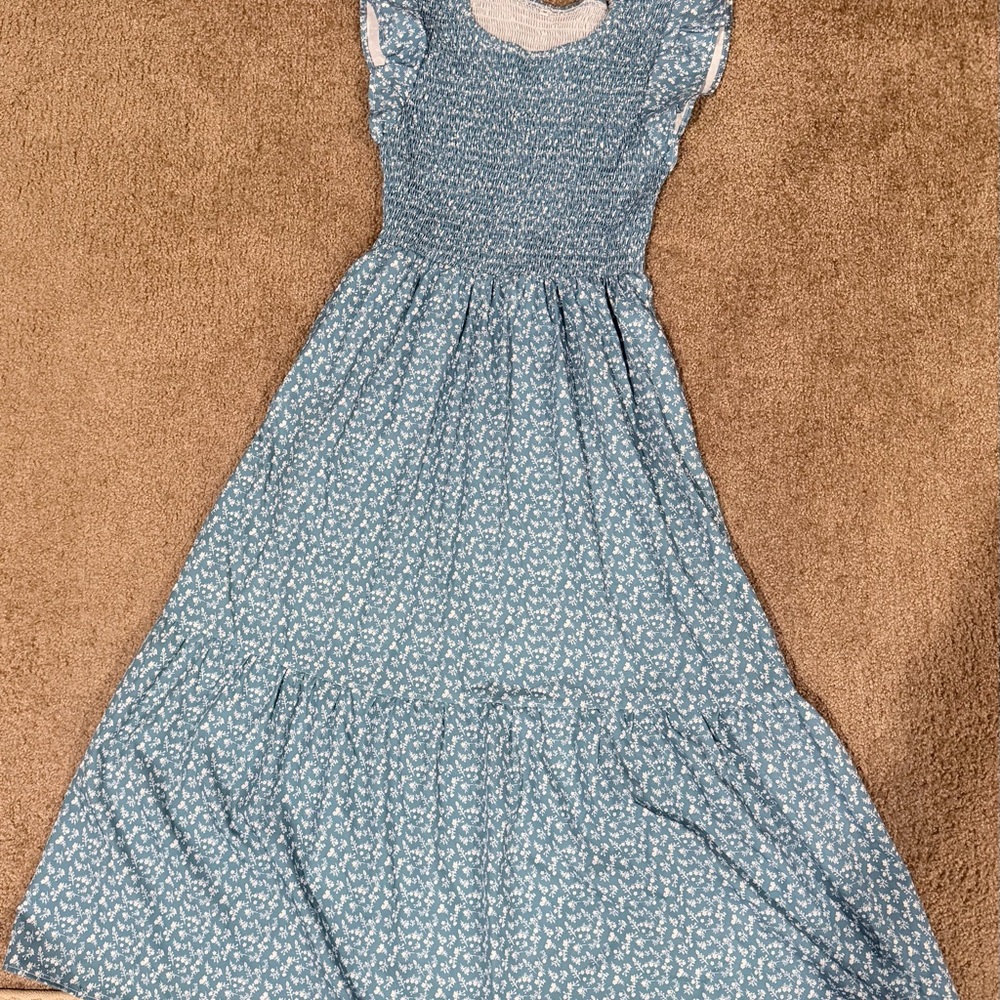 Elegant Blue Floral Women's Dress